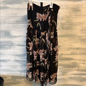 Lauren Ralph Lauren Floral Skirt – Size Medium – Black Sheer Layered – 35”